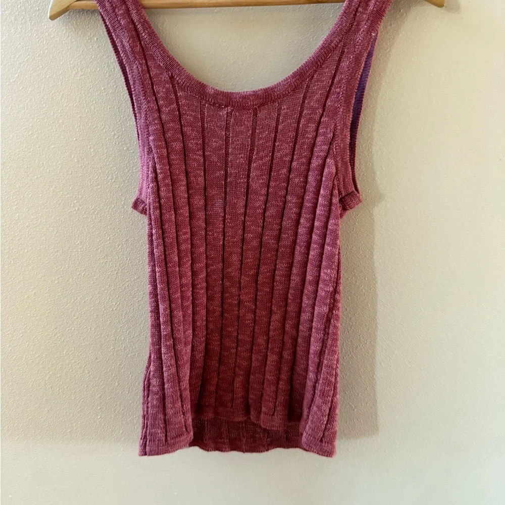 Hem & Thread Ribbed Knit Button-Front Tank Top - Maroon - Picture 3 of 4